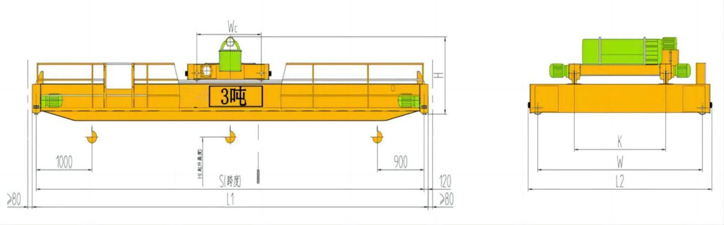 3噸電動葫蘆雙梁起重機結(jié)構(gòu)圖