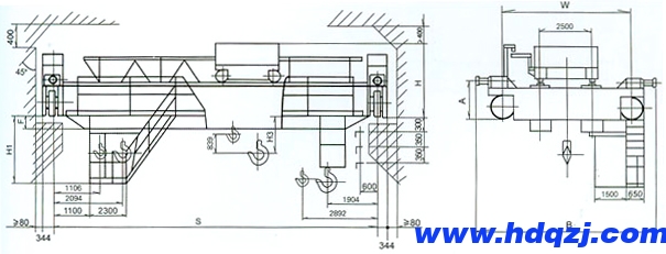 QD型32/5噸電動雙梁慢速吊鉤橋式起重機