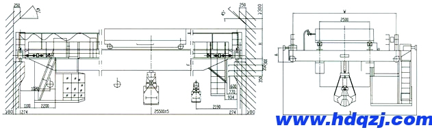 QN型10噸+10噸電動(dòng)抓斗橋式起重機(jī)