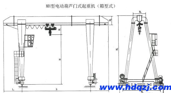 MH型單梁門式起重機(jī)外形圖