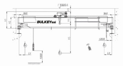 歐式雙梁電動葫蘆起重機外形尺寸結構圖紙